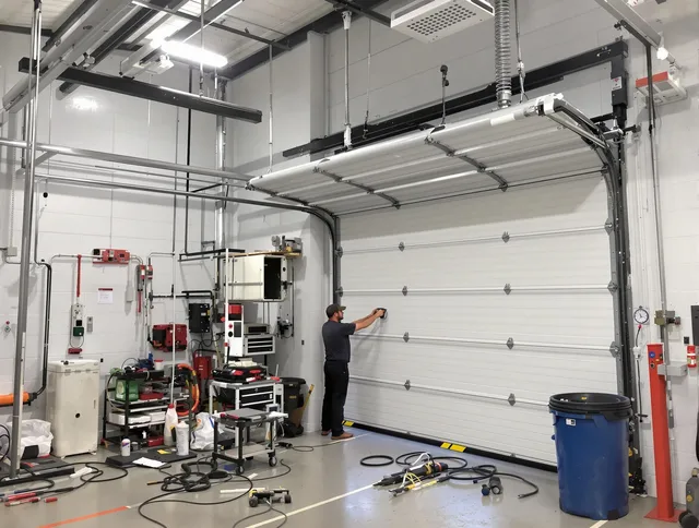 East Hartford Garage Door Repair certified technician performing commercial door repair at a East Hartford business facility