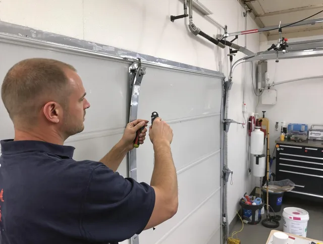 Before and after garage door dent repair by East Hartford Garage Door Repair in East Hartford
