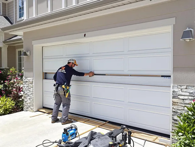 East Hartford Garage Door Repair team performing complete garage door replacement at East Hartford residence