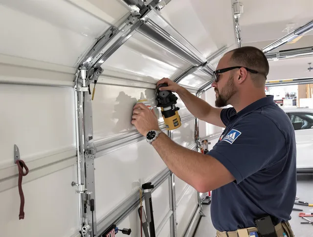 East Hartford Garage Door Repair technician quieting a noisy garage door in East Hartford