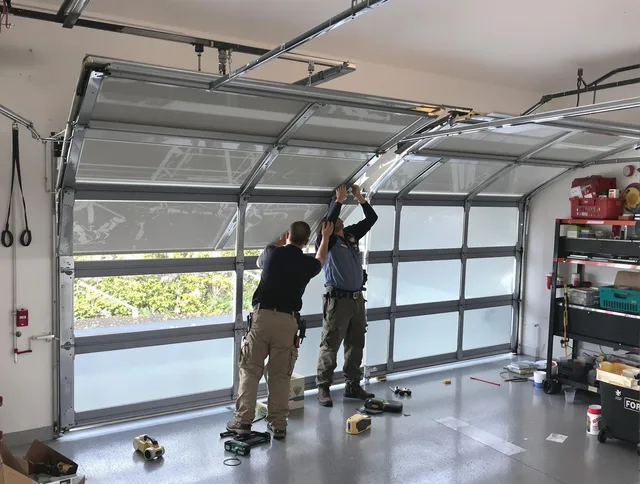 East Hartford Garage Door Repair expert performing precise panel replacement on East Hartford garage door